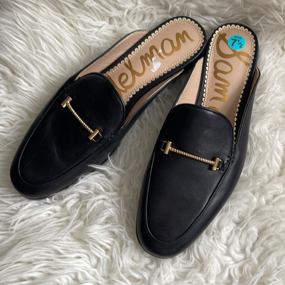 SAM EDELMAN Laurna Leather Black Loafers - Picture 1 of 7